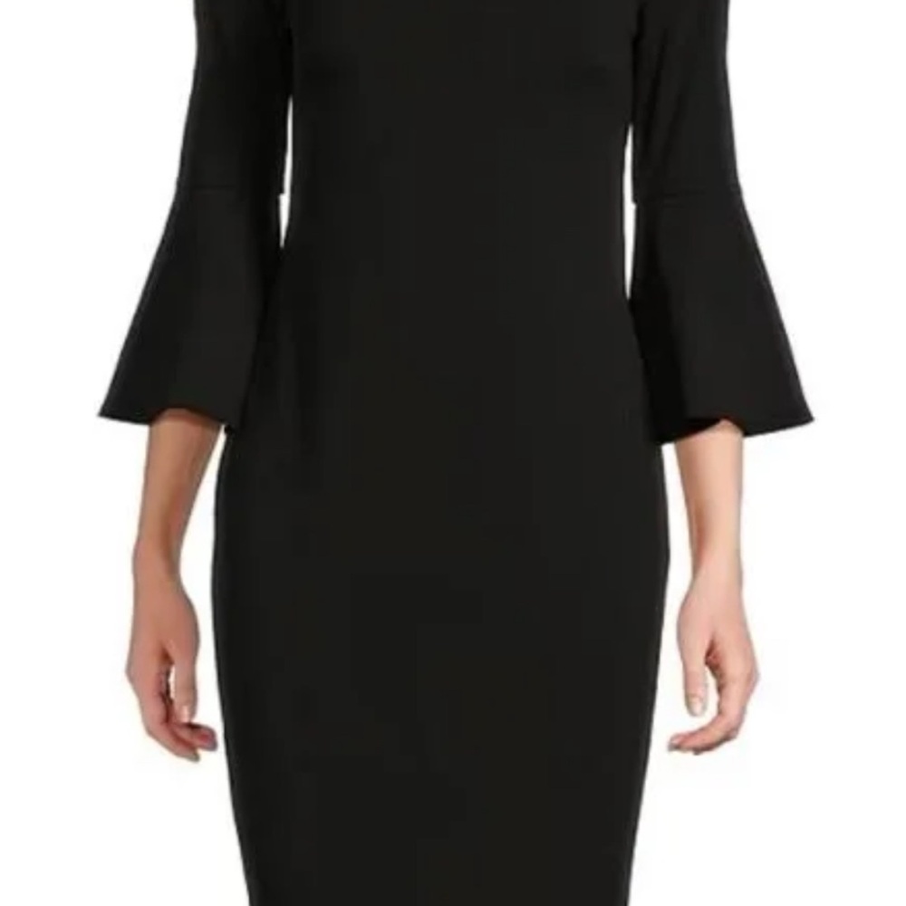 Calvin Klein Black Long Sleeve Dress with Lace Trim